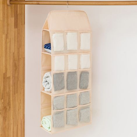 Doppelseitiger Hängeorganizer für den Kleiderschrank, hängender Aufbewahrungsorganizer aus Stoff, platzsparend (hellaprikosefarben) (1/5)