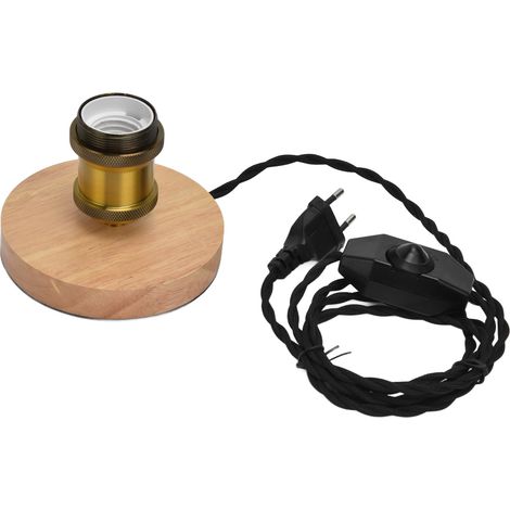Support de Lampe en Bois Vintage, Ampoule E27/E26 à intensité Variable, Couleur Chêne, pour Chambre à Coucher, Salon, Salle à Manger, Bureau