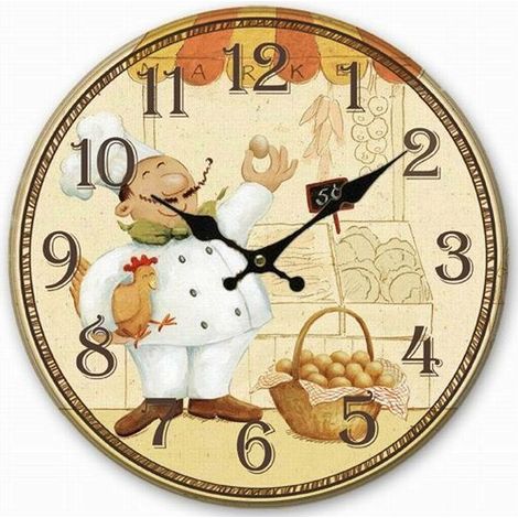 royaluxe - Horloge murale rétro horloge murale salon décoration chef pâtisserie modèle de dessin animé style silencieux , B-4 , 34234cm, (1/4)