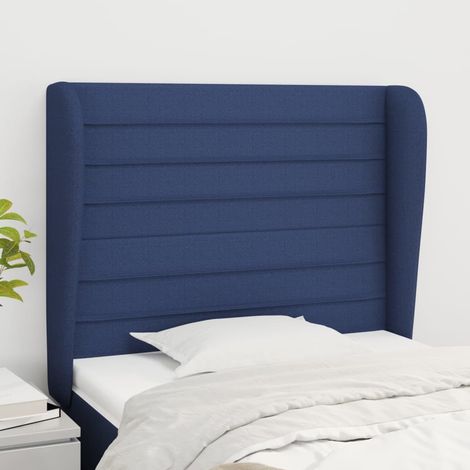 vidaXL Tête de lit avec oreilles Bleu 83x23x118/128 cm Tissu (1/5)
