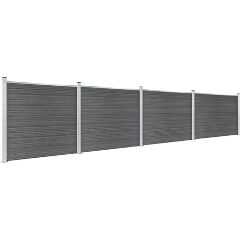 Clôture WPC/Ensemble de Panneau de Clôture,Barrière de jardin 699x146 cm Noir -67721 (1/5)