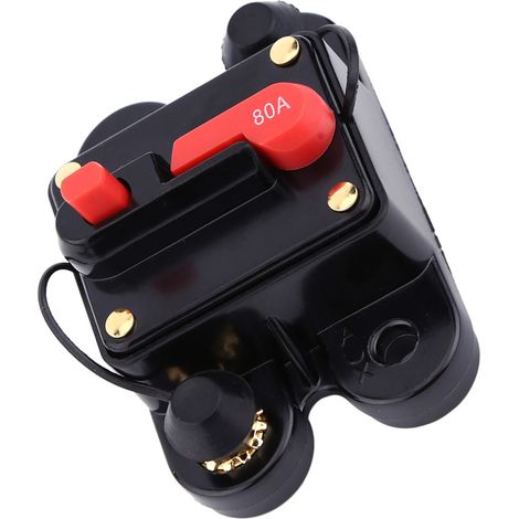 Coupe-circuit réarmable 80A 12V pour voiture, bateau, moto, vélo, autoradio et audio – fusible de protection (1/5)