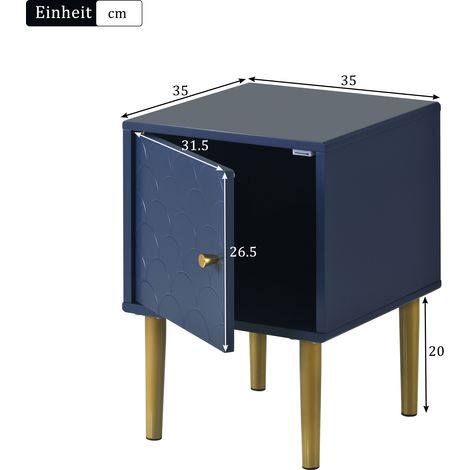 Ensemble 2 tables de chevet H51/W35/D35 cm bleu marine,table canapé assortie à tout lit et chambre.