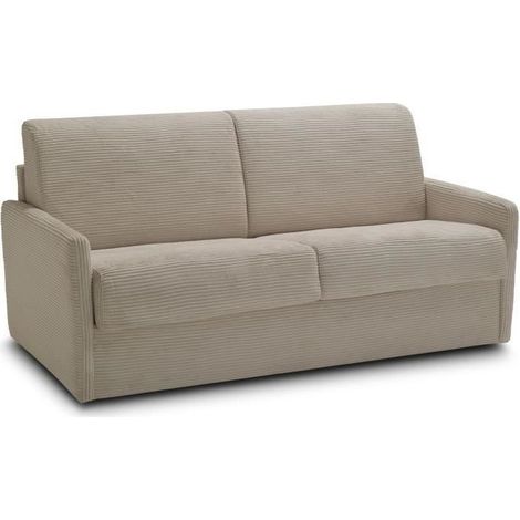 Canapé convertible 3 places – Tissu polyester beige – Dimensions 175 x 100 x 87 cm – Couchage 140 x 190 cm – Matelas mousse 14 cm – Mondo (1/5)