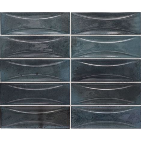 Carrelage mural faïence effet rustique THANGLONG Arco 20x6.5cm Blue night - Brillant - boîte de 0.50 m2 Arco 20x6.5 cm Blue night - Brillant / Poli -