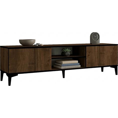 TV-Schrank Fonni, ein Regal, 2 Türen, 4 Fächer, 180x40x45h cm, Walnussbraun