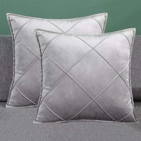 MINKUROW Velluto Di Alta Qualità Semplice Morbido Fodere Per Cuscini Set Fodere Per Cuscini Decorativi Per Divano (45 x 45 Cm (2 Grigio)) (1/5)
