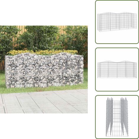 The Living Store Arriate de gaviones forma arco hierro galvanizado 200x50x100cm - Jardín