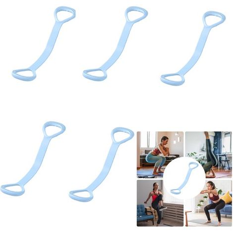 Banda de resistencia de fitness de 5 piezas con asas, estiradora de espalda para yoga, pilates, fitness diario, músculos de la mano - Azul (1/5)