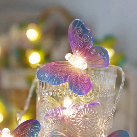 Guirlande lumineuse féérique papillons LED violette pour décoration de Noël (1/5)