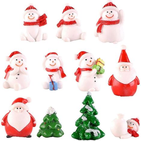 11 figurines miniatures de Noël mignonnes pour décorer une fête ou une maison, à faire soi-même avec une boule à neige