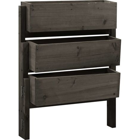 Jardinera plegable gris 60 x 14 x 75 cm madera de abeto 020000834