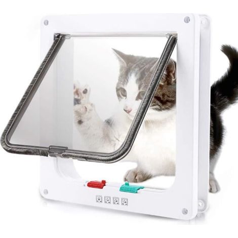 Chatière pour Chat, Porte pour Animaux de Compagnie pour Chats et Petits Chiens(L-25X23.5X5.3CM,Blanc) (1/4)