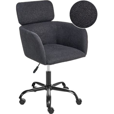 Office Swivel Chair Black Boucle Height Adjustable ALENA (1/5)