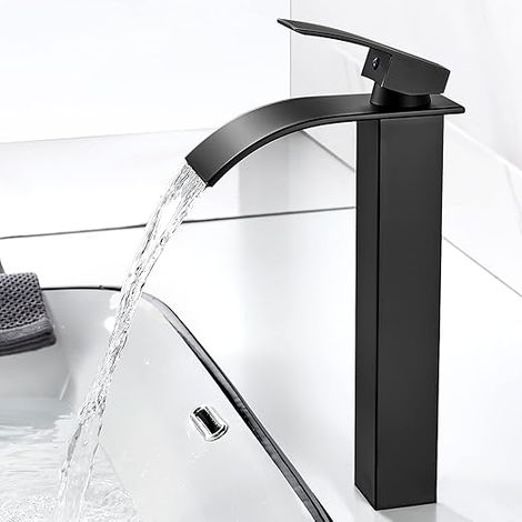 Bathroom Faucet, Modern Black High Basin Faucet, Basin Mixer Tap (1/5)