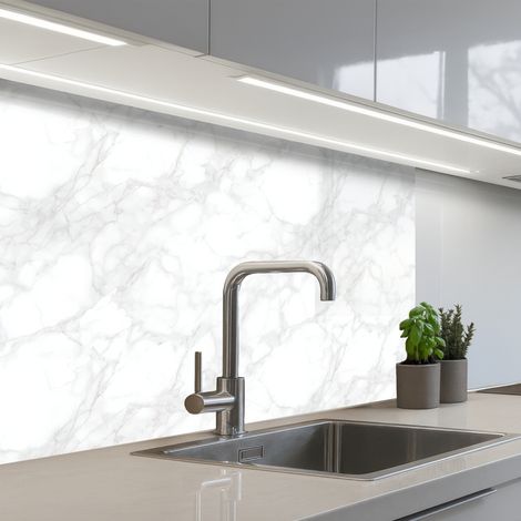 Kitchen Splashback Minimalist - White - Gray veins 80x60 cm