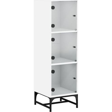 Aparador buffet cómoda armario mueble organizador cocina salón salón con puertas de cristal 35 x 37 x 120 cm blanco 020030108