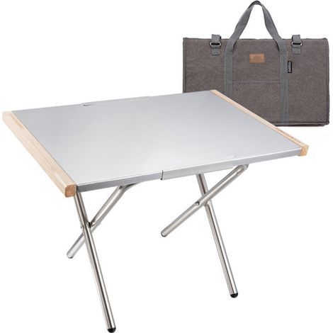 Petite table en acier pliable facile à ranger résistant aux hautes températures installation rapide agréable plateau en acier inoxydable capacité de charge élevée (1/5)