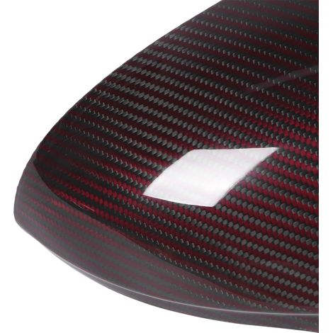 Modification automobile : coques de rétroviseurs en fibre de carbone pour Alfa Romeo Giulia (berline) 2015-2020 (conduite à gauche et à droite), coloris rouge et noir. (1/5)