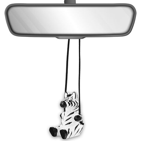 Holz Schaukel Zebra Autoanhänger handgeschnitzt und bemalt für Rückspiegel Deko (1/5)