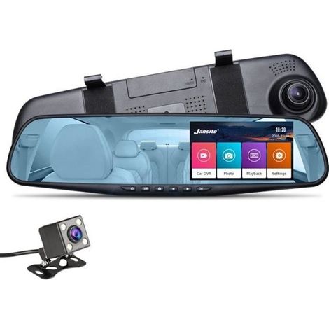 Car Dash cam DVR 4.3 "Écran Tactile Écran 1080P Double Objectif Caméra Voiture Enregistreur Vidéo Rétroviseur avec caméra de recul (1/4)