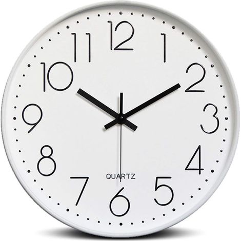 30 cm lange, nicht tickende, moderne, geräuschlose Wanduhr mit großem Zifferblatt – Weiß (1/5)