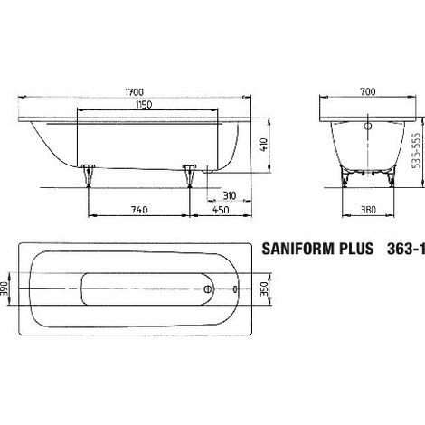KALDEWEI 111800011001 BW SANIFORM PLUS Mod.363-1, 1700 x