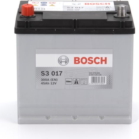 Bosch – Batterie de démarrage voiture 12V 45Ah 300A – Technologie classique CA/CA – Polarité + à gauche – Dimensions 219x135x225mm (1/4)