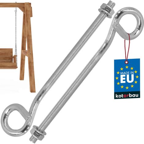 KOTARBAU® Lot de 2 Crochet à Visser - Crochet Plafond - Acier Galvanisé - 210 mm - Argent - M10 - Piton à Visser -  Fixation Plafond - Pour Hamac