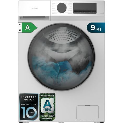 Cecotec Lave-linge à chargement frontal 9 kg Bolero DressCode 9450 Inverter, 1400 tr/min, 16 programmes, classe A -10 %, moteur Inverter Plus