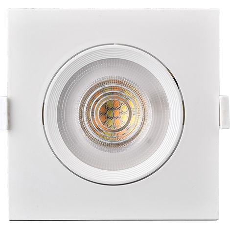 Spot LED Downlight CCT Carré Orientable 7W Blanc Coupe rond Ø 70mm (1/5)