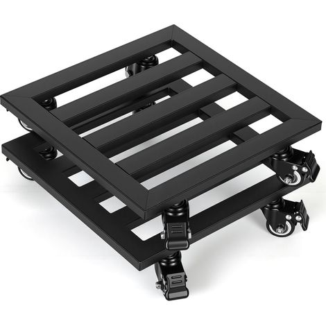 Randaco 2 piezas set soporte de plantas de metal 30 cm bandeja para plantas con ruedas capacidad de carga 160 kg 4 ruedas giratorias para interior exterior (1/5)
