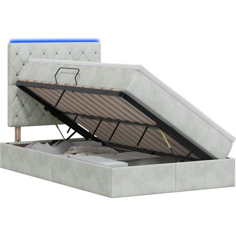 Maison Exclusive - Letto con contenitore LED e materasso Grigio Chiaro (1/5)