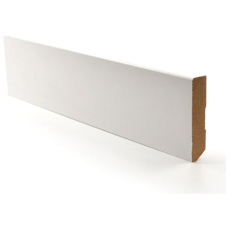 Décoweb – Plinthe blanche à peindre pour parquet contrecollé – Hauteur 6 cm – Longueur 240 cm – Épaisseur 1,4 cm – Rainure pour passage câbles