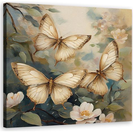 Tableau déco Papillon Fleurs Branches 30x30 (1/5)