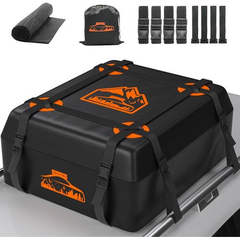 Sac de toit de voiture étanche - Sans porte-bagages - Avec tapis antidérapant et 6 sangles robustes - Sac de toit souple pliable pour voitures avec/sans porte-bagages (15 compartiments / 425 l) (1/5)