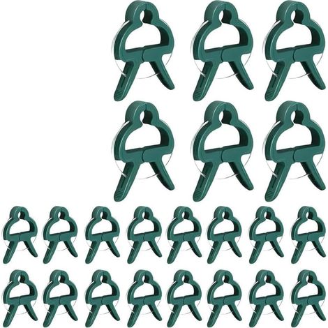 100 - Clips Plantes - Pince Attache - Support Végétaux Grimpants - Fixation Tomates Concombres - Extérieur Intérieur - Vert - 3x4,5cm Et 4,5x6cm