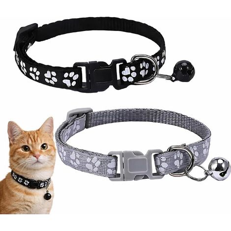 colliers anti-étranglement réfléchissants réglables pour chatons et chiots, avec clochette et boucle de sécurité, 18-33 cm (1/5)