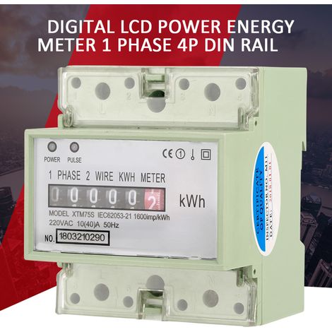 Compteur électrique électronique 220 V 10 (40) A monophasé 2 fils 4 pôles sur rail DIN (1/5)