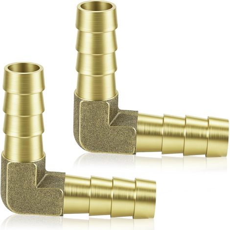 Raccord Cannelé Coudé à 90 ° en Laiton,2 Adaptateurs Tuyau 10mm (1/5)