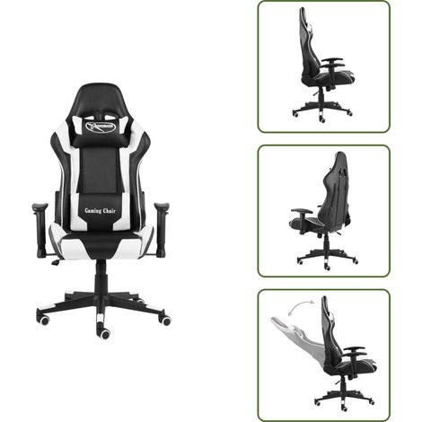 Gaming-Stuhl Drehbar Weiß PVC - Gaming Stuhl - PC Stuhl - Gamer Chair - Schreibtischstuhl - Ergonomischer Stuhl (1/5)