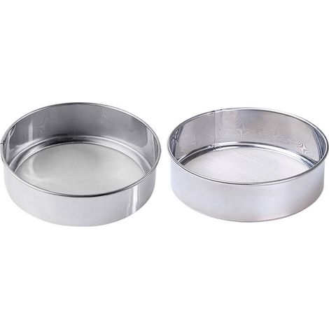 Lot de 2 tamis à farine en acier inoxydable fin, tamis à mailles rondes, passoire à poudre, outils de cuisson, gadget de cuisine