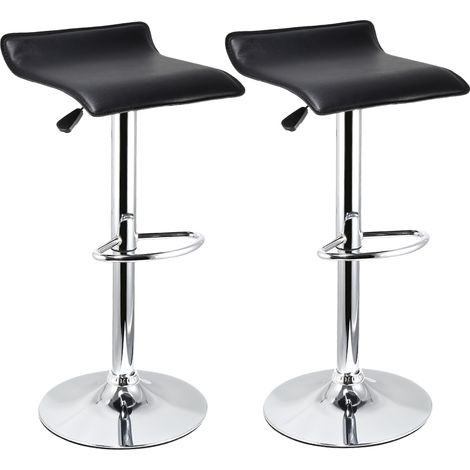 Set di 2 sgabelli da bar in similpelle e metallo cromato,sgabelli regolabili 60-78 cm,nero (1/5)