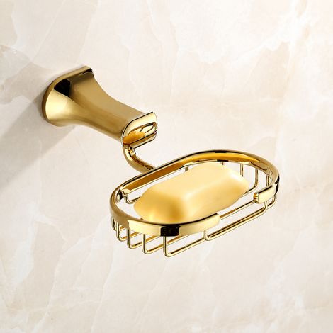 Porte-savon mural ovale doré en laiton finition titane panier égouttoir salle de bain accessoire BH504J 16 g – Livraison gratuite (1/5)