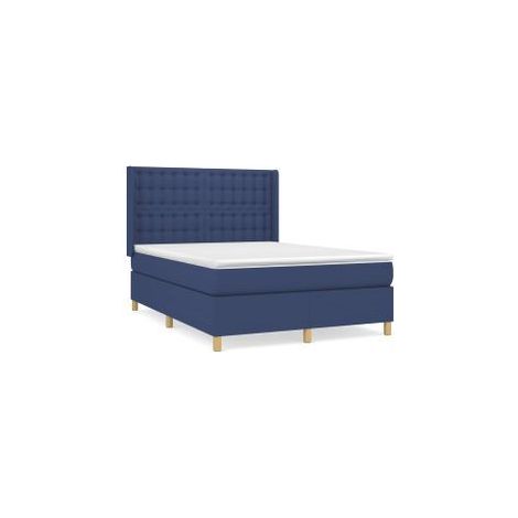 Sommier à lattes de lit avec matelas Bleu 140x190 Tissu (1/5)