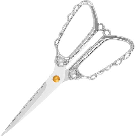 Small multi-functional needle scissors and sewing cutter with comfortable zinc alloy handle for embroidery, sewing, crafts and DIY projects, silver (1/5)
