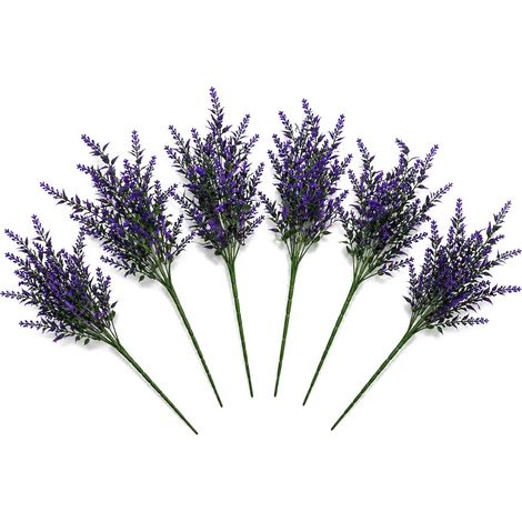 Pack of 6 x 34cm Artificial Purple Heather Stem Plant (1/5)