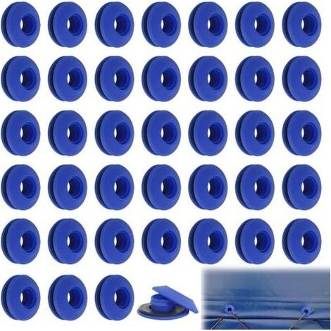 50 Œillets, Plastique Bleu 27x27x11mm, Résistant Corrosion, Pour Bâche Tente Piscine, Installation Marteau (1/5)