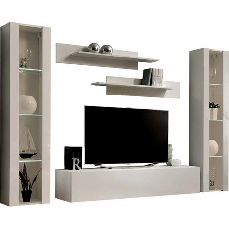 Ensemble Meuble TV Mural "Fly A2" 260cm Beige Gris