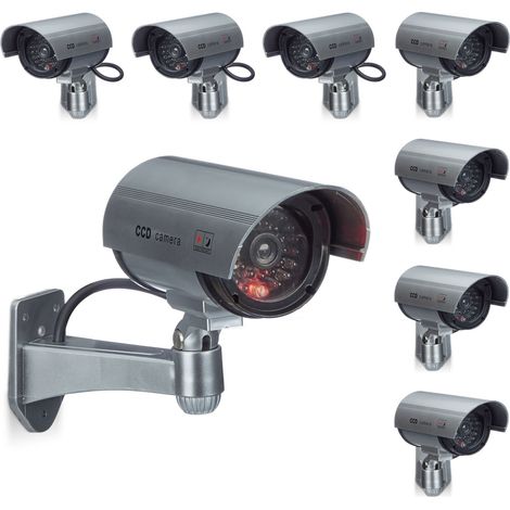 8 x Dummy Kamera im Sicherheits Set, CCD Kamera mit LED, schwenkbare Sicherheitskamera, für außen und innen, drahtlos